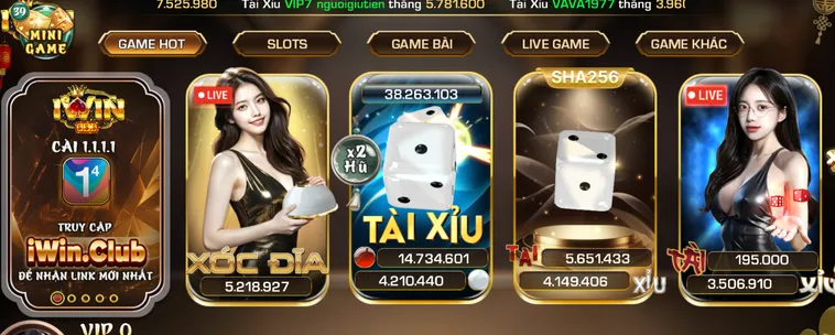 Sảnh game iwin đa dạng hình thức thể loại.