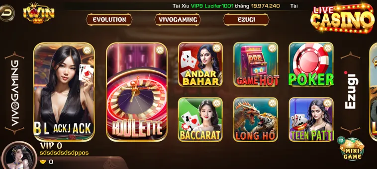 LiveStream Casino iWin Club Trải Nghiệm Sòng Bài Trực Tuyến Đẳng Cấp