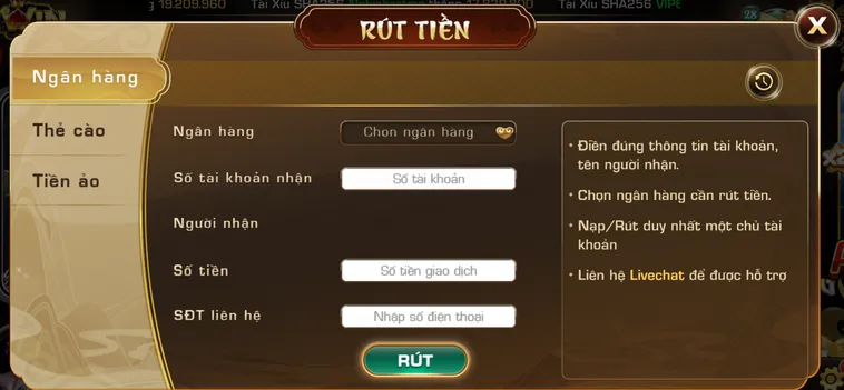 Rút tiền qua ngân hàng nội địa được ưu tiên lựa chọn tại IWin.