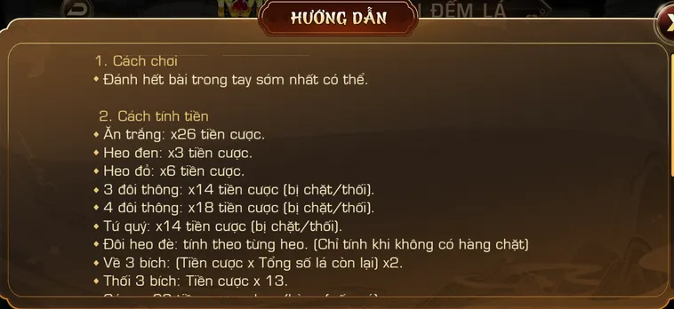 Hướng dẫn cách chơi và cách tính tiền trong Tiến Lên Đếm Lá
