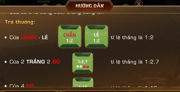 Hướng dẫn chi tiết và tỷ lệ trả thưởng với Xóc Đĩa Mini